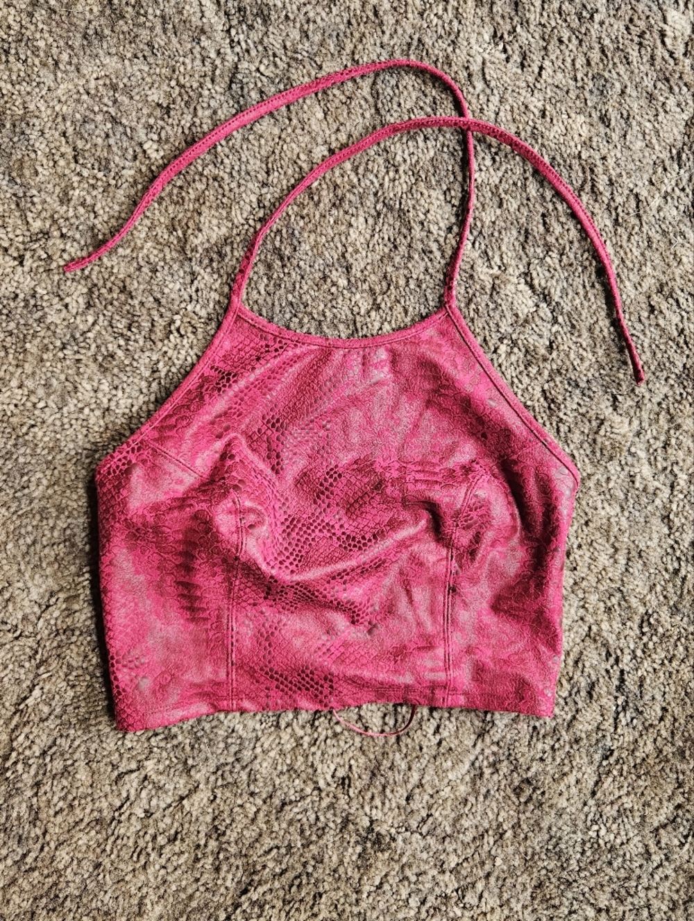 Guess Red Snake Print Halter Top